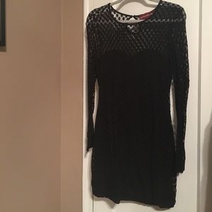 Black lace fitted dress